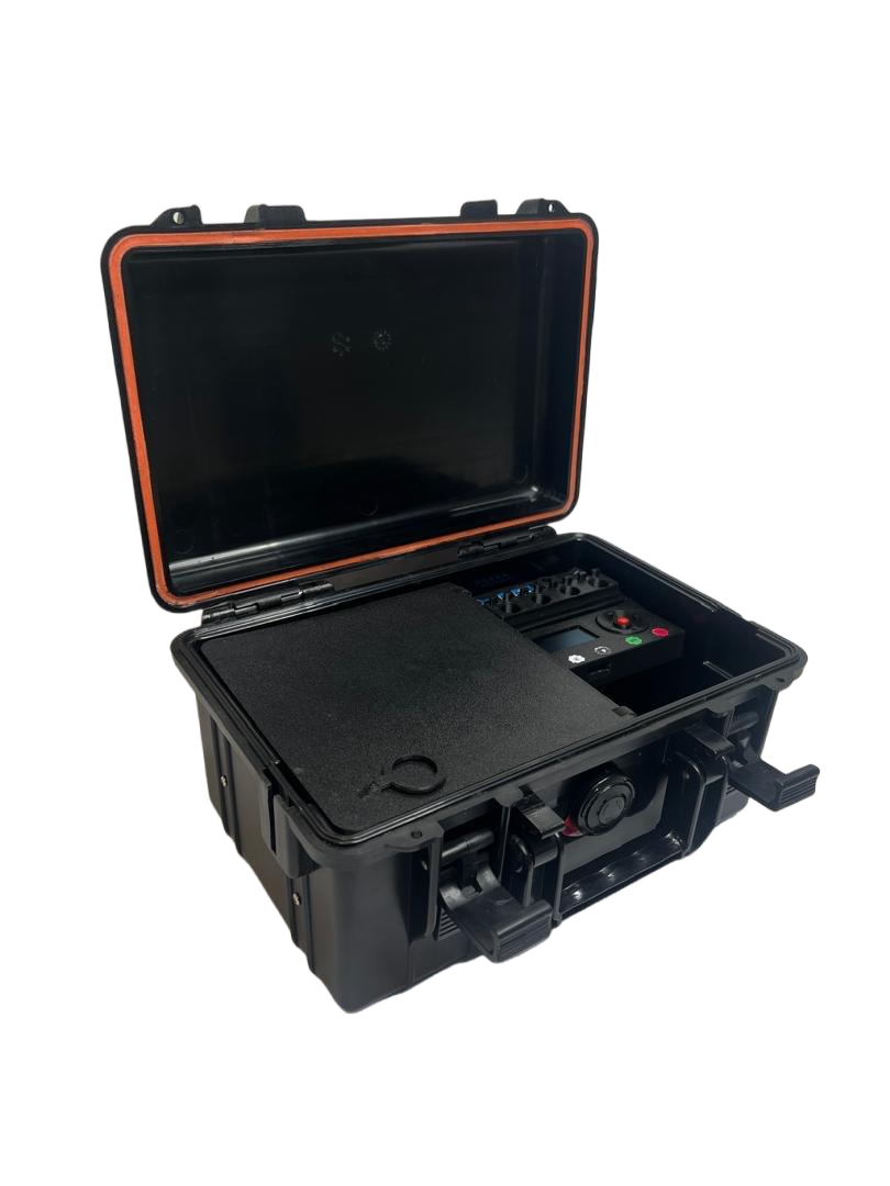 The new ASAD soil-testing device in its open carrying case